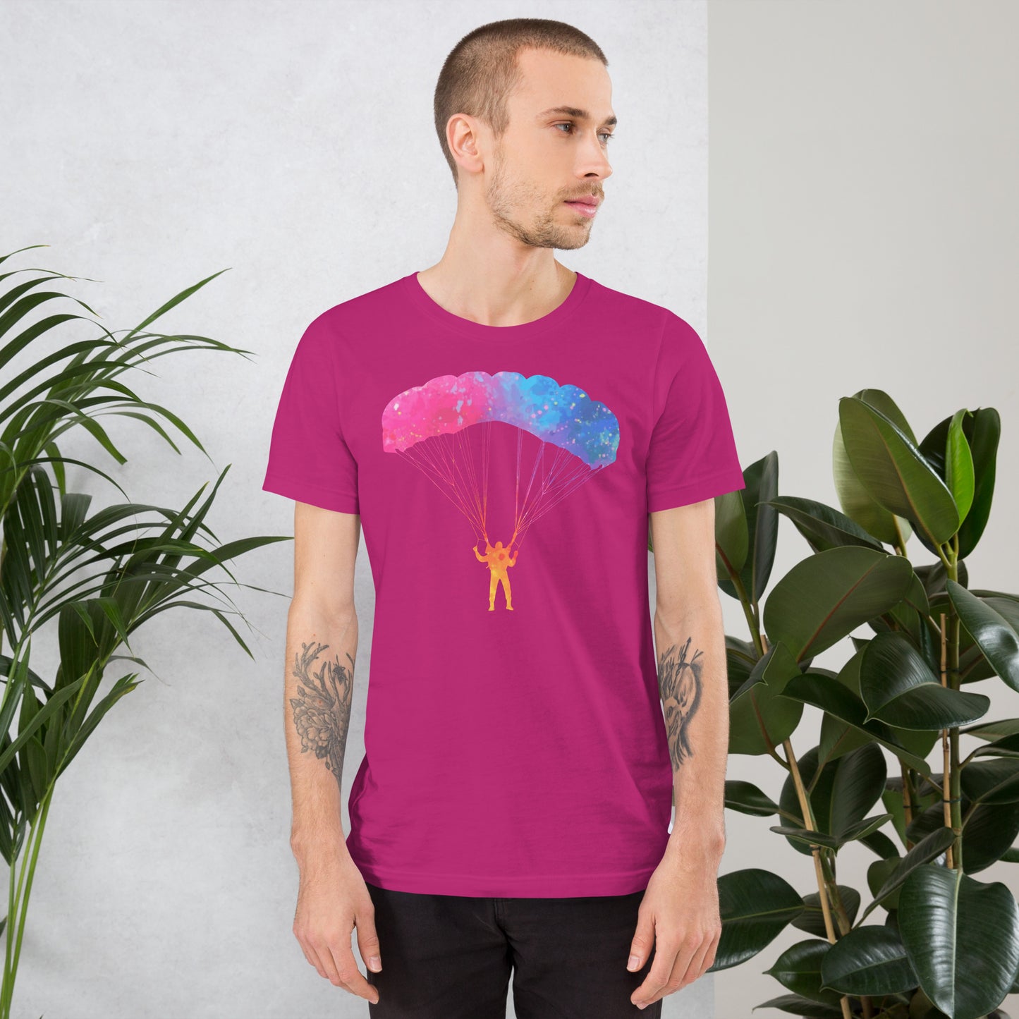 Watercolor parachute t-shirt purple