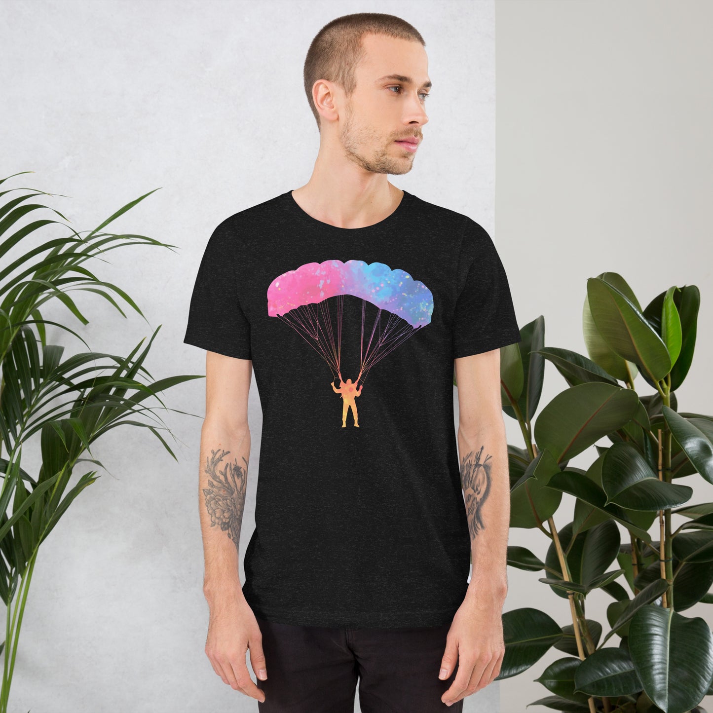 Watercolor parachute t-shirt black