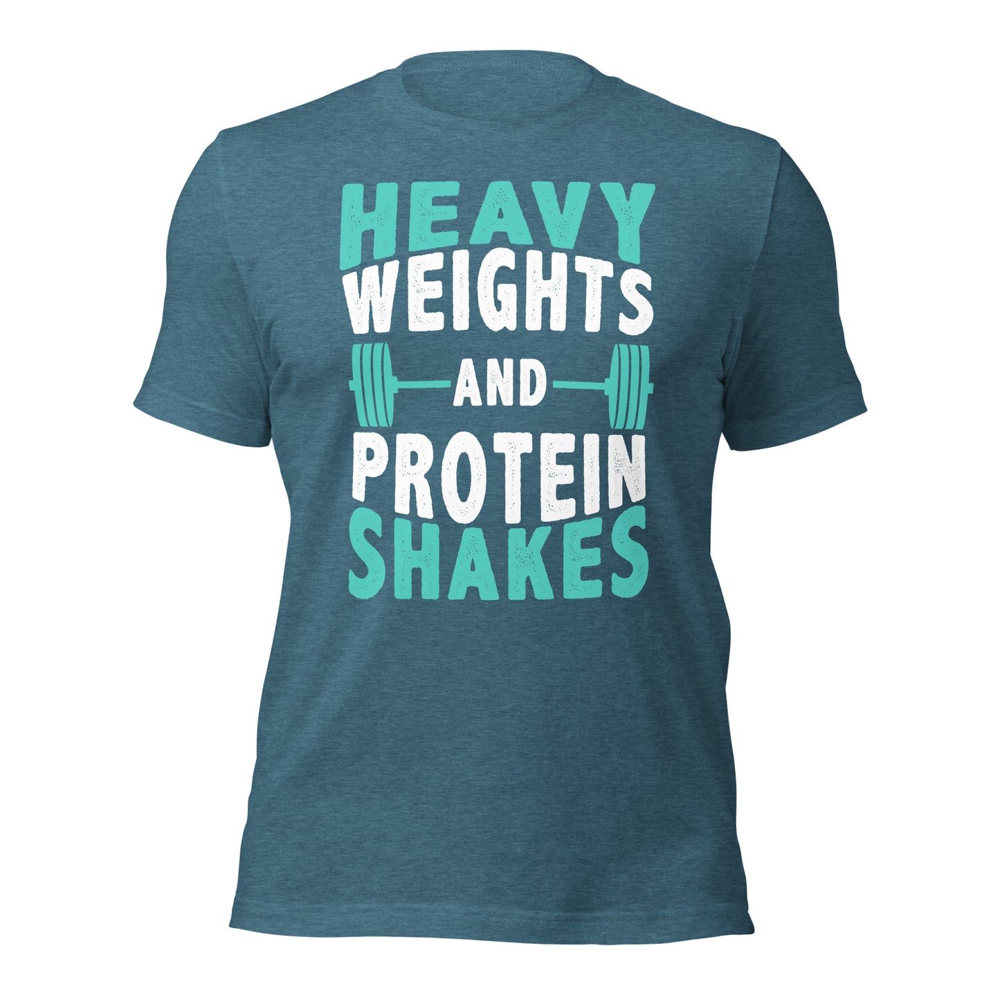 Heavy weights protein shakes tee teal