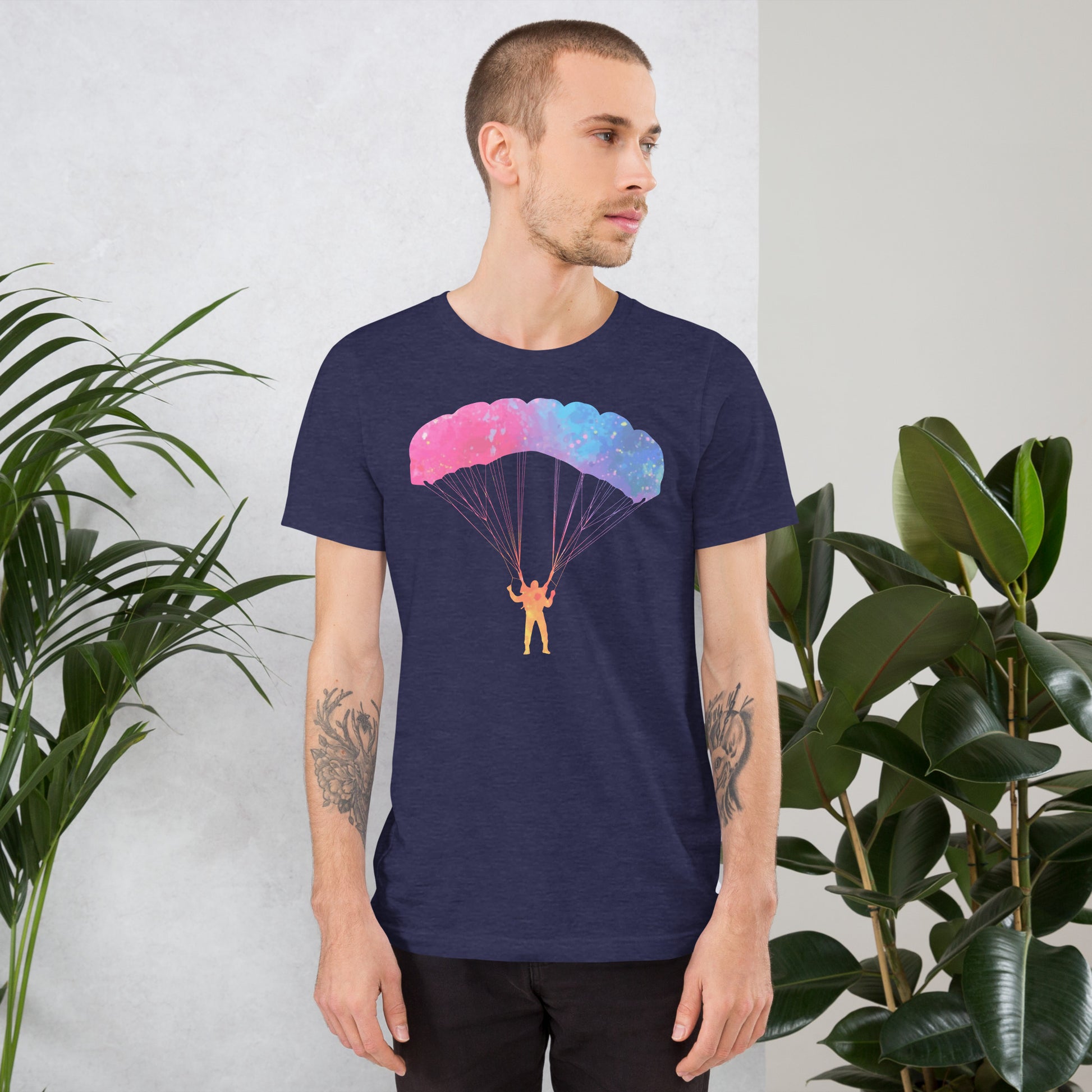 Watercolor parachute t-shirt navy