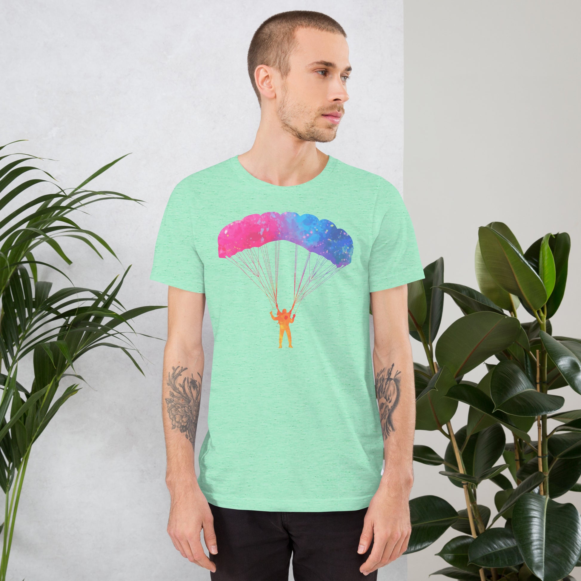 Watercolor parachute t-shirt mint