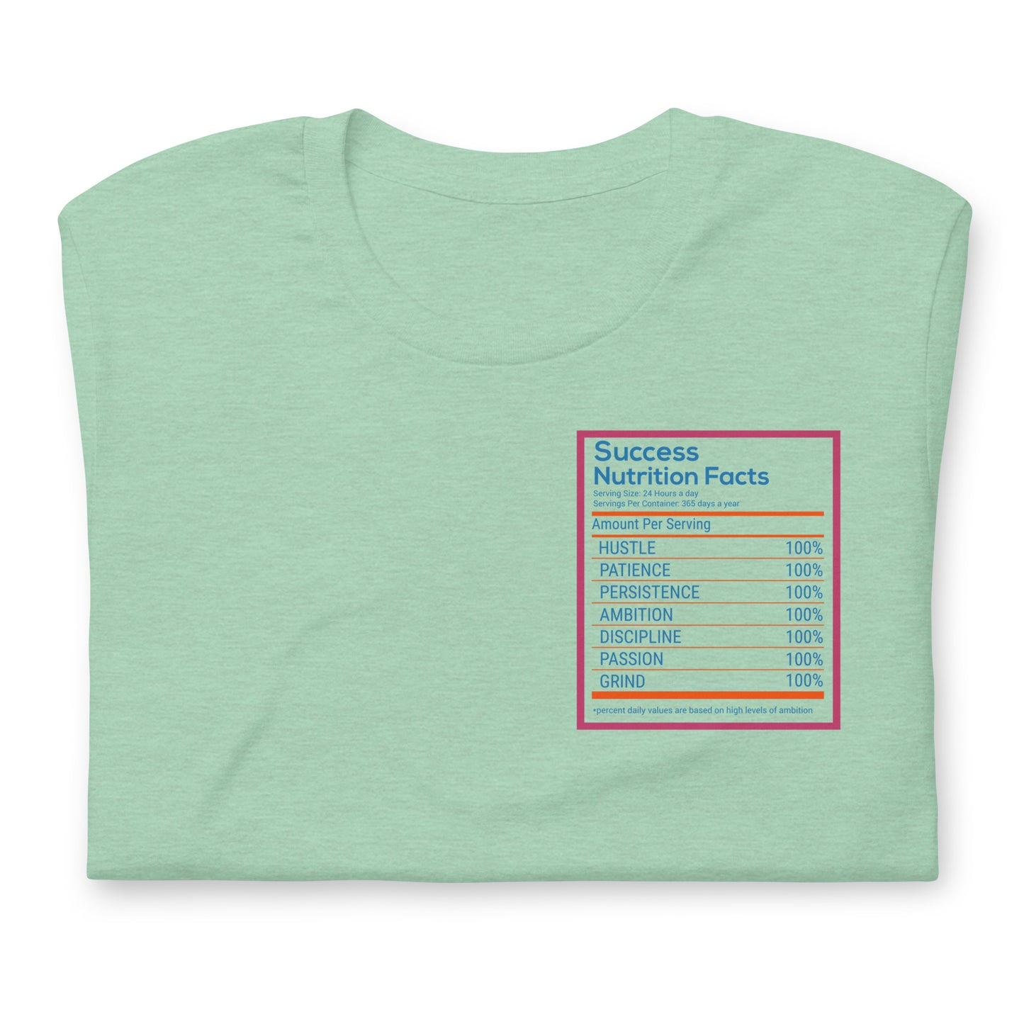 Success Nutrition facts Tee Green