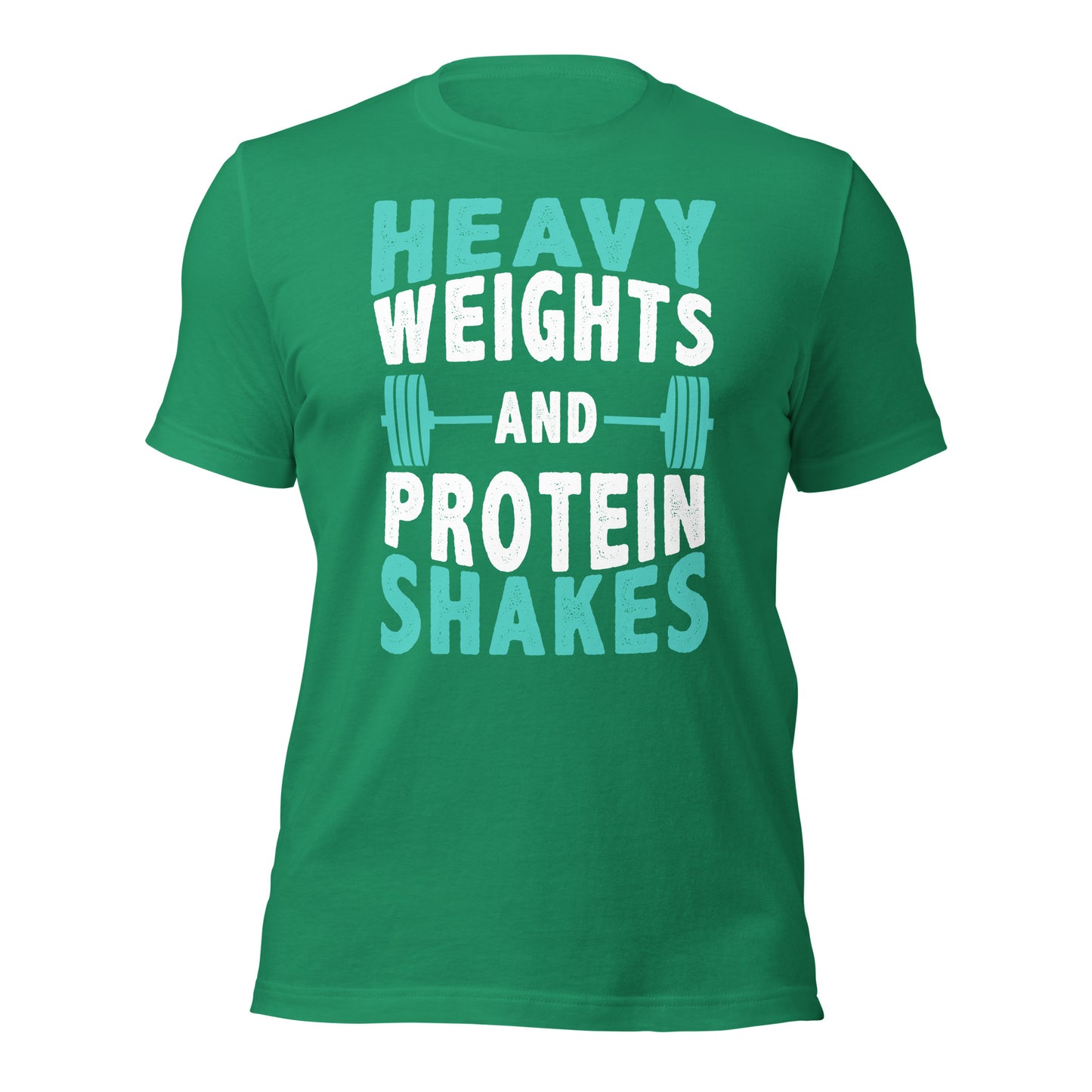 Heavy weights protein shakes tee green
