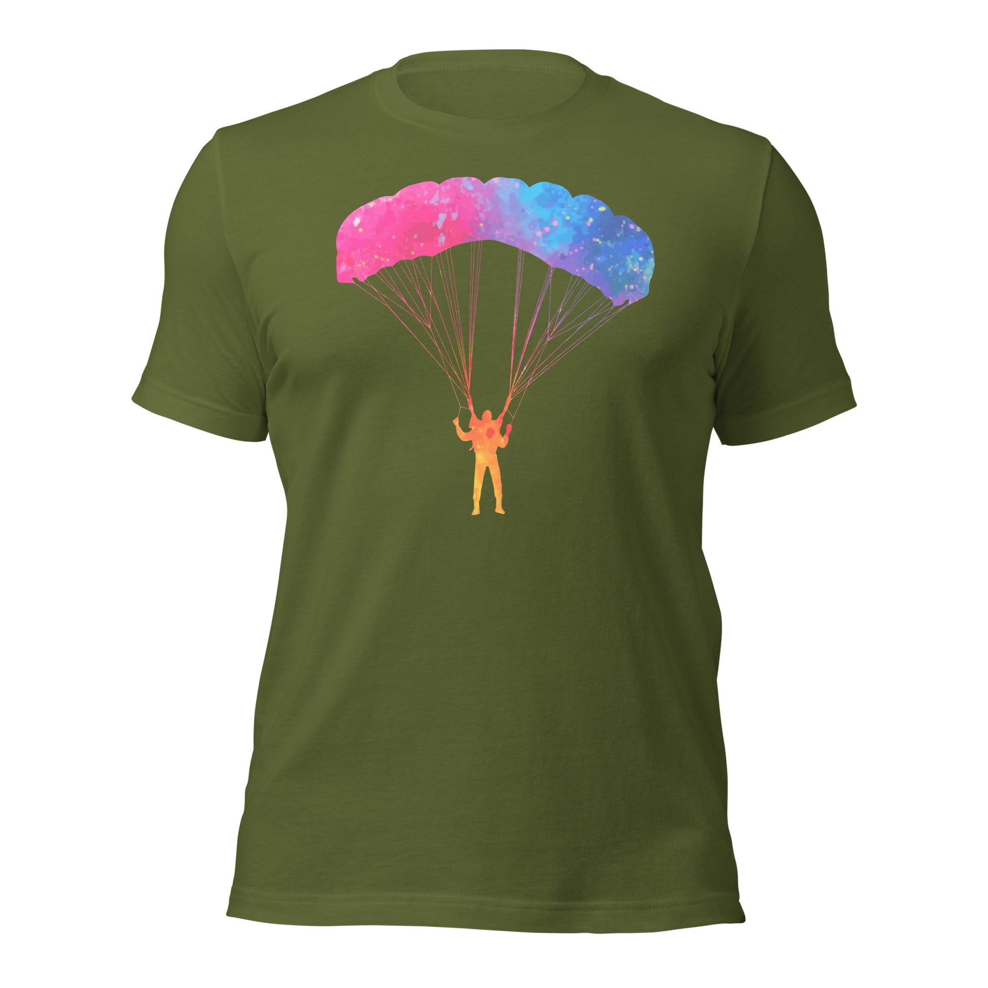 Watercolor parachute t-shirt olive