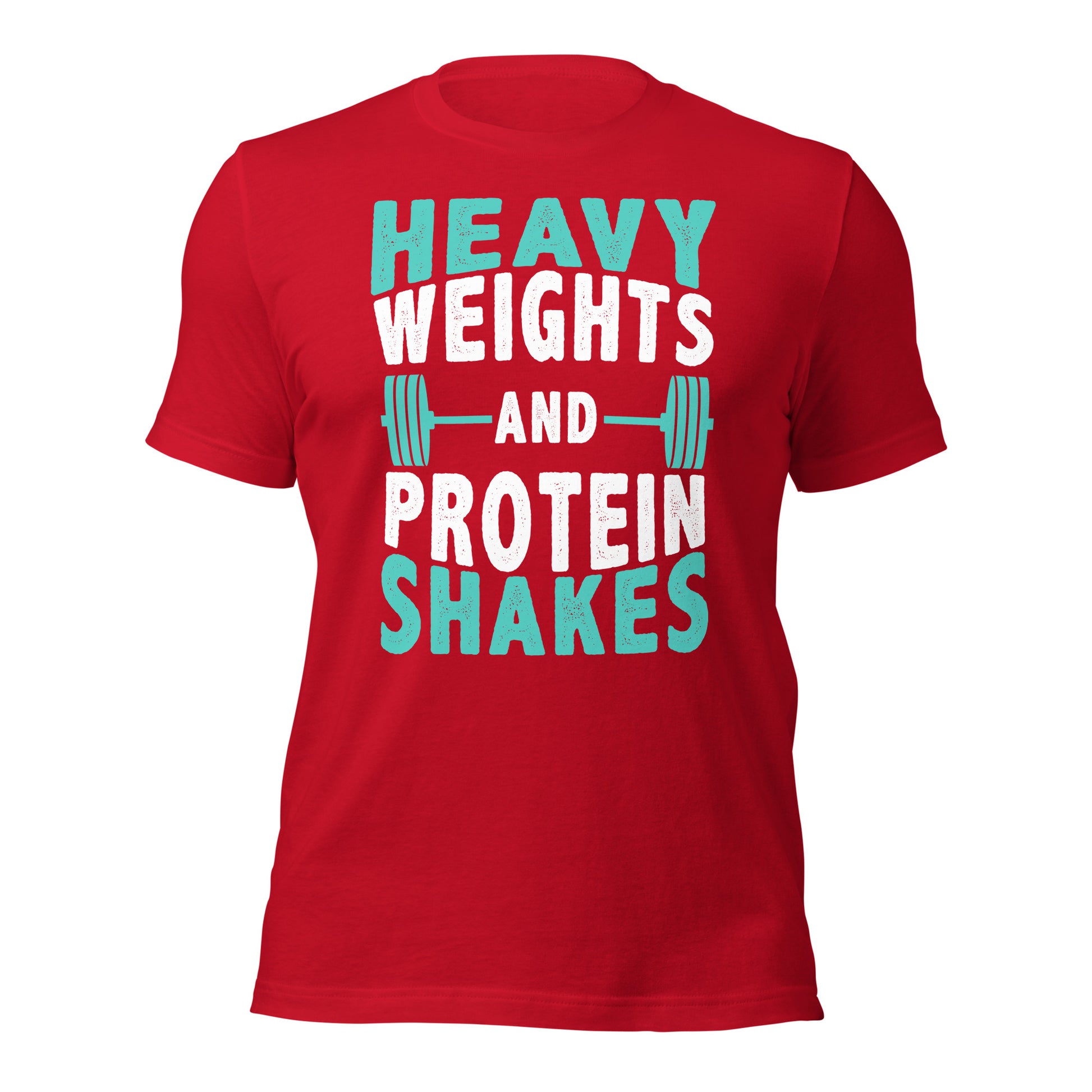 Heavy weights protein shakes tee red
